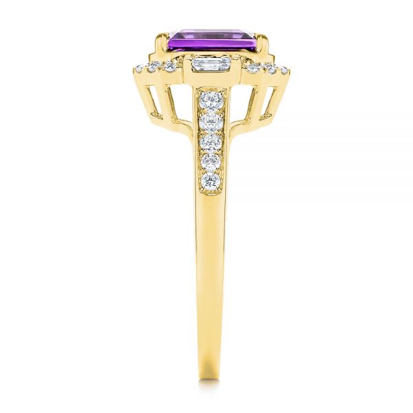 14k Yellow Gold 14k Yellow Gold Amethyst And Baguette Diamond Halo Ring - Side View - 106049