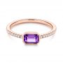 14k Rose Gold Amethyst And Diamond Fashion Ring - Flat View -  105404 - Thumbnail