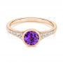 18k Rose Gold 18k Rose Gold Amethyst And Diamond Fashion Ring - Flat View -  106029 - Thumbnail