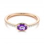 18k Rose Gold 18k Rose Gold Amethyst And Diamond Fashion Ring - Flat View -  106629 - Thumbnail