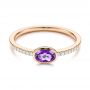 14k Rose Gold 14k Rose Gold Amethyst And Diamond Fashion Ring - Flat View -  106629 - Thumbnail