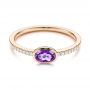 14k Rose Gold 14k Rose Gold Amethyst And Diamond Fashion Ring - Flat View -  106629 - Thumbnail