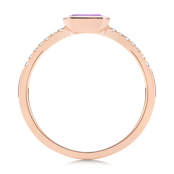 14k Rose Gold Amethyst And Diamond Fashion Ring - Front View -  105404