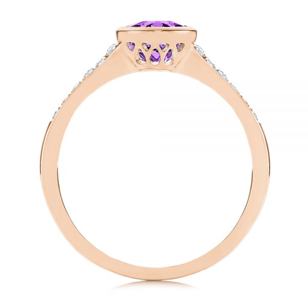 14k Rose Gold 14k Rose Gold Amethyst And Diamond Fashion Ring - Front View -  106029