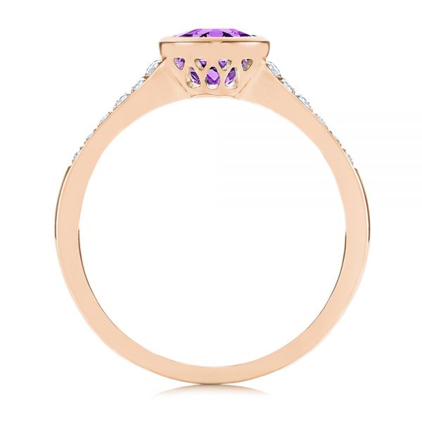 14k Rose Gold 14k Rose Gold Amethyst And Diamond Fashion Ring - Front View - 106029