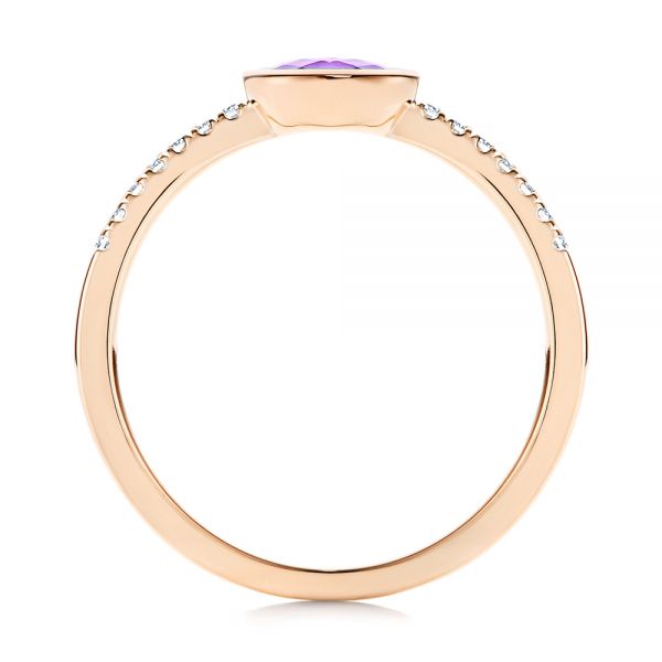 14k Rose Gold 14k Rose Gold Amethyst And Diamond Fashion Ring - Front View - 106629