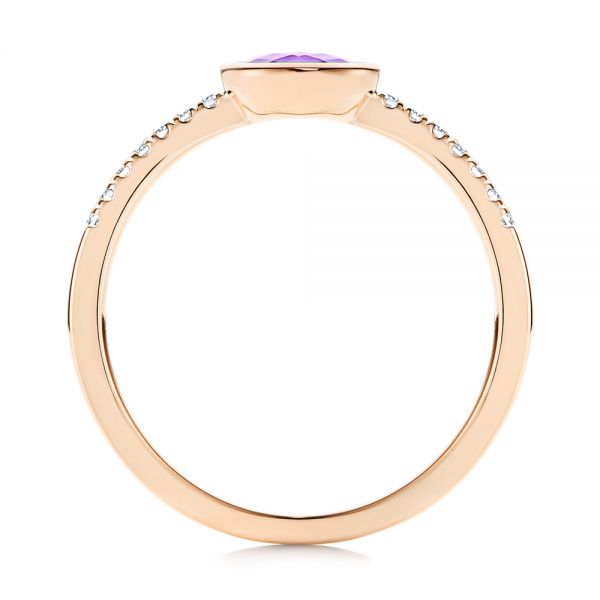 14k Rose Gold 14k Rose Gold Amethyst And Diamond Fashion Ring - Front View -  106629