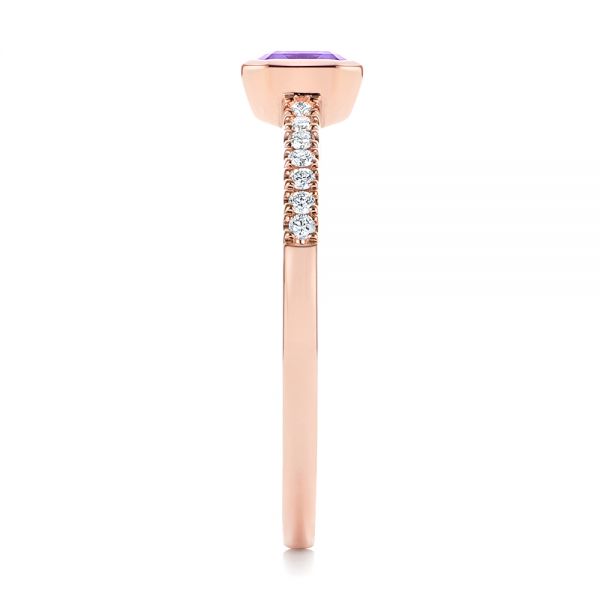 14k Rose Gold Amethyst And Diamond Fashion Ring - Side View - 105404