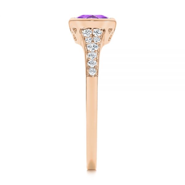 18k Rose Gold 18k Rose Gold Amethyst And Diamond Fashion Ring - Side View -  106029