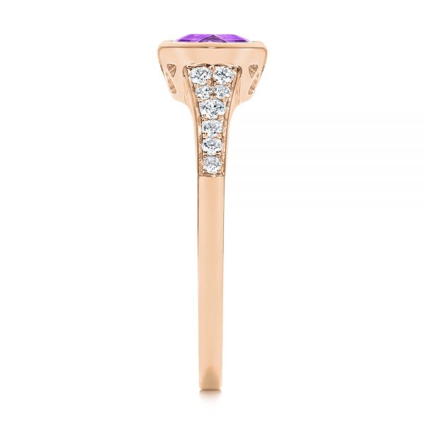 14k Rose Gold 14k Rose Gold Amethyst And Diamond Fashion Ring - Side View - 106029
