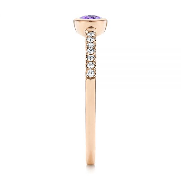 18k Rose Gold 18k Rose Gold Amethyst And Diamond Fashion Ring - Side View -  106629
