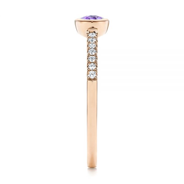 14k Rose Gold 14k Rose Gold Amethyst And Diamond Fashion Ring - Side View - 106629