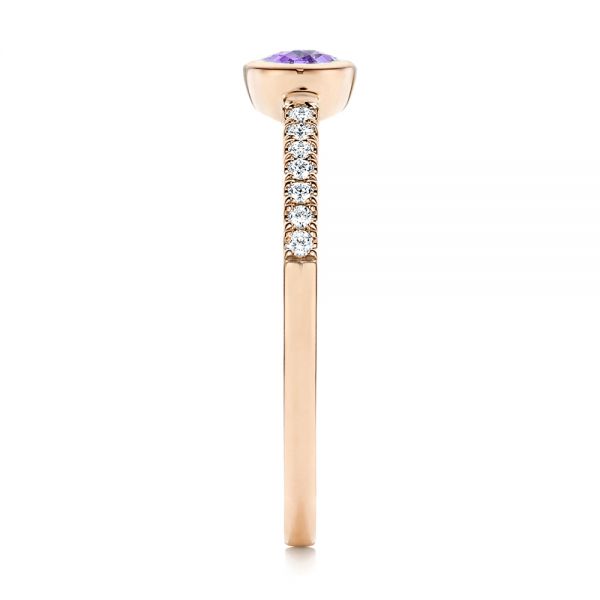 14k Rose Gold 14k Rose Gold Amethyst And Diamond Fashion Ring - Side View -  106629