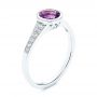 14k White Gold 14k White Gold Amethyst And Diamond Fashion Ring - Three-Quarter View -  106029 - Thumbnail