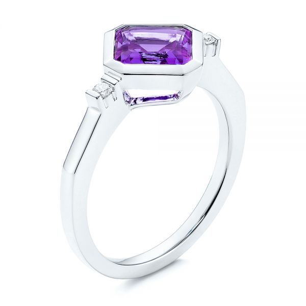 Amethyst And Diamond Fashion Ring - Three-Quarter View -  106557