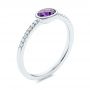 18k White Gold 18k White Gold Amethyst And Diamond Fashion Ring - Three-Quarter View -  106629 - Thumbnail