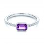 18k White Gold 18k White Gold Amethyst And Diamond Fashion Ring - Flat View -  105404 - Thumbnail