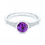  Platinum Platinum Amethyst And Diamond Fashion Ring - Flat View -  106029 - Thumbnail