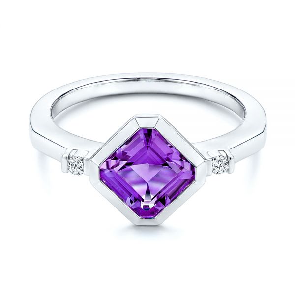 Amethyst And Diamond Fashion Ring - Flat View -  106557