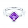 Amethyst And Diamond Fashion Ring - Flat View -  106557 - Thumbnail