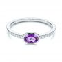 18k White Gold 18k White Gold Amethyst And Diamond Fashion Ring - Flat View -  106629 - Thumbnail