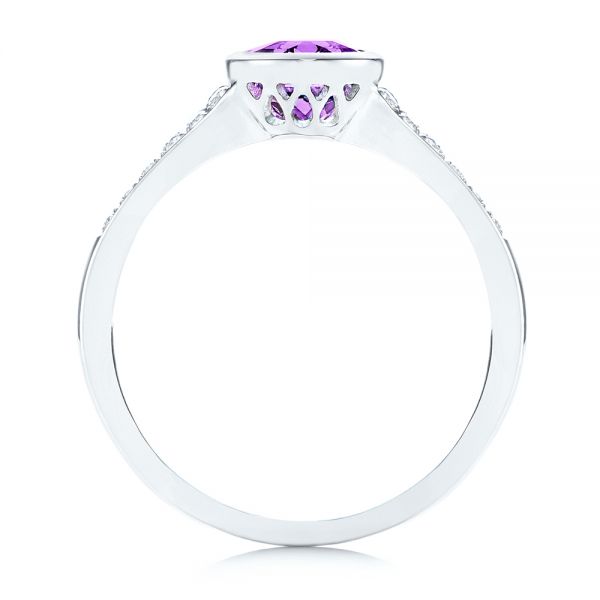 18k White Gold 18k White Gold Amethyst And Diamond Fashion Ring - Front View - 106029