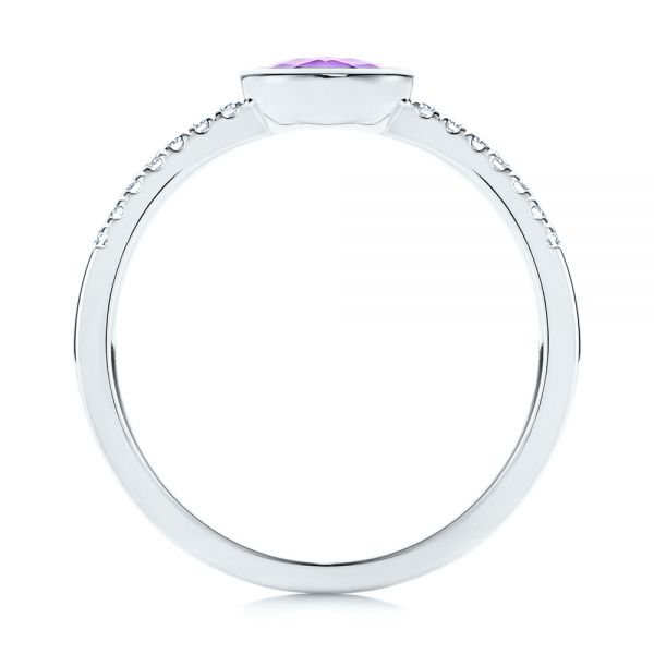  Platinum Platinum Amethyst And Diamond Fashion Ring - Front View -  106629