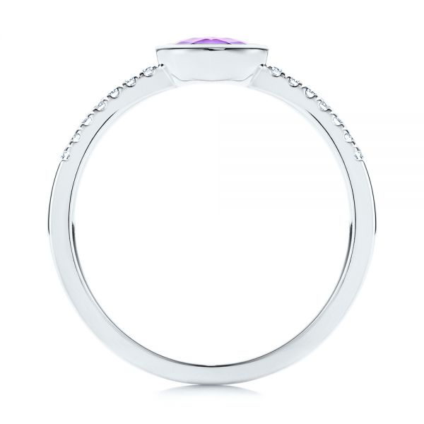 18k White Gold 18k White Gold Amethyst And Diamond Fashion Ring - Front View -  106629