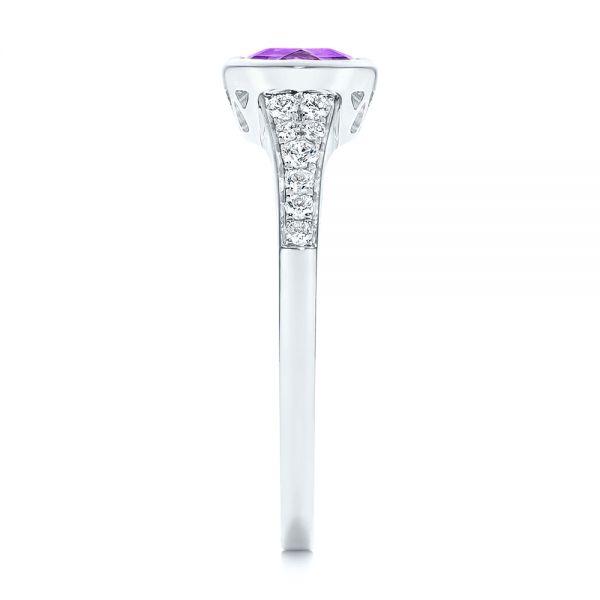 18k White Gold 18k White Gold Amethyst And Diamond Fashion Ring - Side View - 106029
