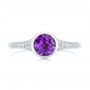 14k White Gold 14k White Gold Amethyst And Diamond Fashion Ring - Top View -  106029 - Thumbnail