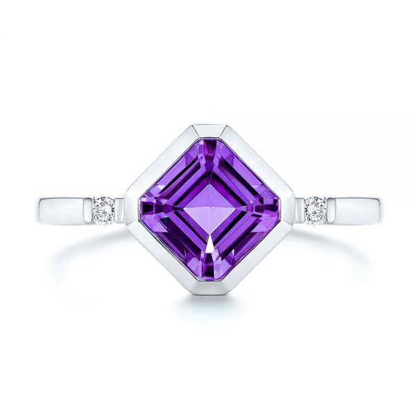 Amethyst And Diamond Fashion Ring - Top View -  106557