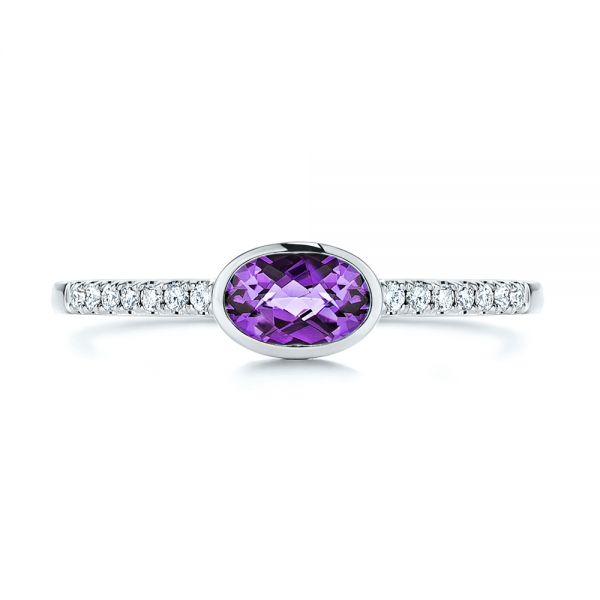  Platinum Platinum Amethyst And Diamond Fashion Ring - Top View -  106629