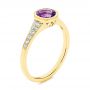 14k Yellow Gold Amethyst And Diamond Fashion Ring - Three-Quarter View -  106029 - Thumbnail