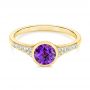 14k Yellow Gold Amethyst And Diamond Fashion Ring - Flat View -  106029 - Thumbnail