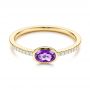 14k Yellow Gold Amethyst And Diamond Fashion Ring - Flat View -  106629 - Thumbnail