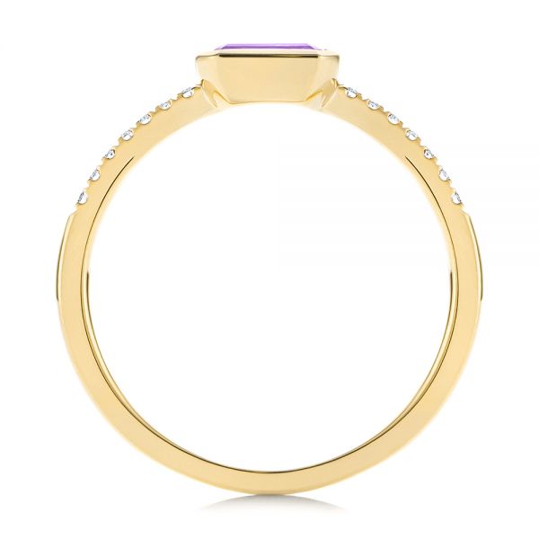 14k Yellow Gold 14k Yellow Gold Amethyst And Diamond Fashion Ring - Front View - 105404