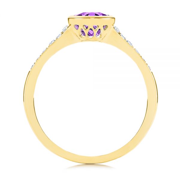 14k Yellow Gold Amethyst And Diamond Fashion Ring - Front View -  106029