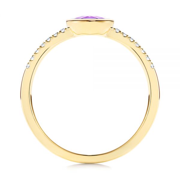 14k Yellow Gold Amethyst And Diamond Fashion Ring - Front View -  106629
