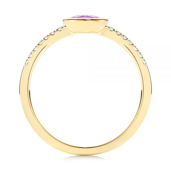 14k Yellow Gold Amethyst And Diamond Fashion Ring - Front View - 106629