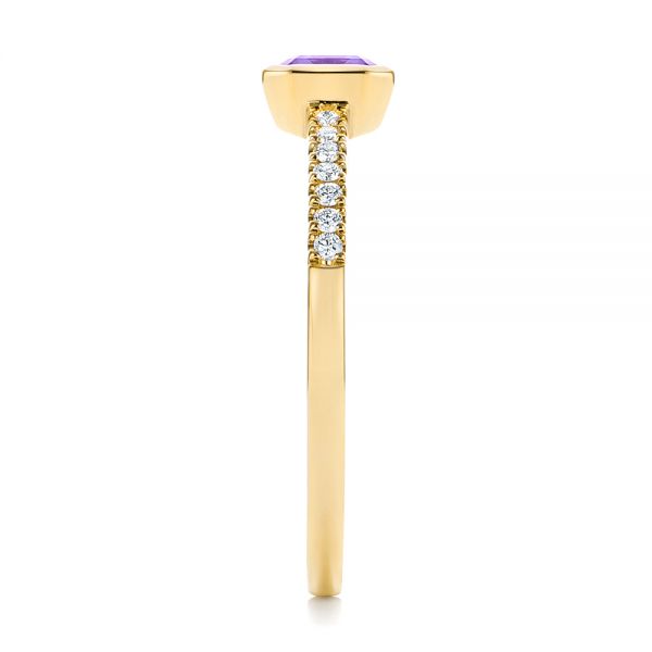 14k Yellow Gold 14k Yellow Gold Amethyst And Diamond Fashion Ring - Side View - 105404