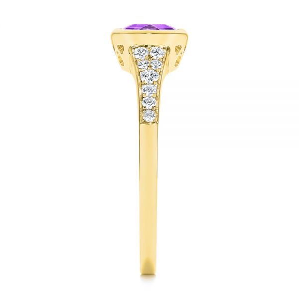 14k Yellow Gold Amethyst And Diamond Fashion Ring - Side View -  106029