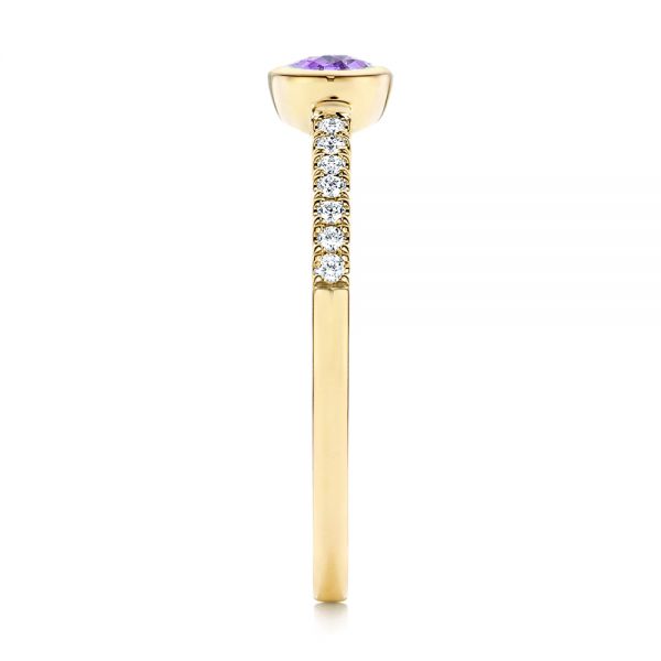 14k Yellow Gold Amethyst And Diamond Fashion Ring - Side View -  106629