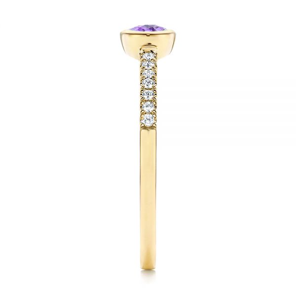 14k Yellow Gold Amethyst And Diamond Fashion Ring - Side View - 106629