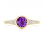 14k Yellow Gold Amethyst And Diamond Fashion Ring - Top View -  106029 - Thumbnail