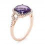 14k Rose Gold Amethyst And Diamond Halo Fashion Ring - Three-Quarter View -  103758 - Thumbnail