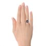 14k Rose Gold Amethyst And Diamond Halo Fashion Ring - Hand View -  103758 - Thumbnail