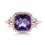 14k Rose Gold Amethyst And Diamond Halo Fashion Ring - Top View -  103758 - Thumbnail