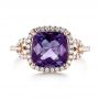 18k Rose Gold 18k Rose Gold Amethyst And Diamond Halo Fashion Ring - Top View -  103758 - Thumbnail