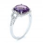 14k White Gold 14k White Gold Amethyst And Diamond Halo Fashion Ring - Three-Quarter View -  103758 - Thumbnail