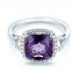  Platinum Platinum Amethyst And Diamond Halo Fashion Ring - Flat View -  103758 - Thumbnail